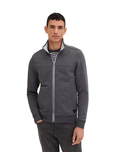 TOM TAILOR Herren 1037049 Sweatjacke Mit Stehkragen, 11086 - Dark Grey Melange, XXL EU von TOM TAILOR