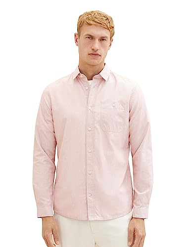 TOM TAILOR Herren 1037442 Slim Fit Hemd mit feinen Streifen aus Baumwolle, 32293-red Dobby Structure, XXL von TOM TAILOR