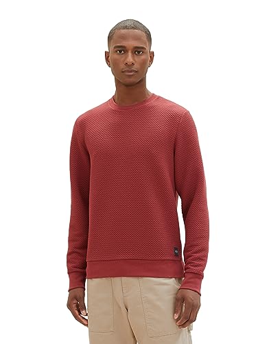 TOM TAILOR Herren 1037860 Basic Sweatshirt mit feiner Struktur, 32220-burned Bordeaux red, L von TOM TAILOR