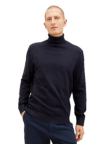 TOM TAILOR Herren 1038202 Basic Rollkragen-Pullover aus Baumwolle, 13160-Knitted Navy Melange, XXL von TOM TAILOR