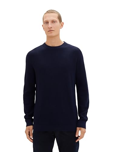 TOM TAILOR Herren 1038612 Basic Strickpullover aus Baumwolle, 13160-Knitted Navy Melange, XXXL von TOM TAILOR