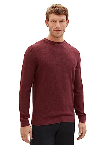 TOM TAILOR Herren 1038612 Basic Strickpullover aus Baumwolle, 32620-tawny Port red Melange, L von TOM TAILOR