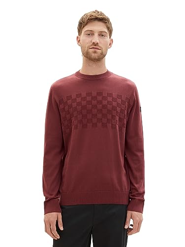 TOM TAILOR Herren 1038671 Crew-Neck Strick-Pullover im Struktur-Mix, 32220-burned Bordeaux red, XXXL von TOM TAILOR