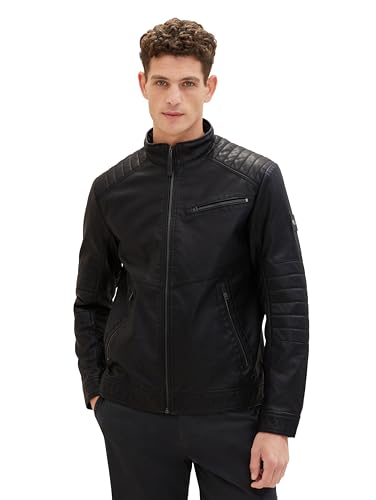 TOM TAILOR Herren Fake-Lederjacke im Biker-Style, 29999 - Black, M von TOM TAILOR