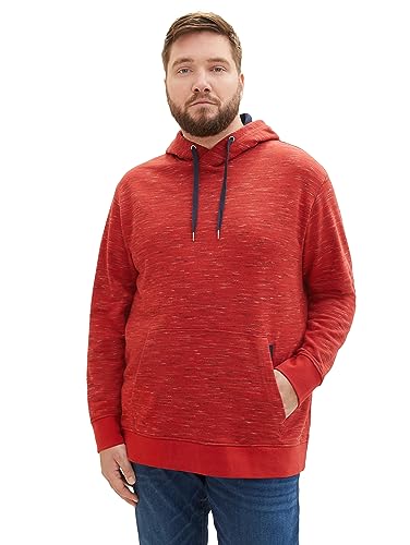 TOM TAILOR Herren 1039952 Basic Hoodie Optik, 32436-velvet red Soft Spacedye, 3XL von TOM TAILOR