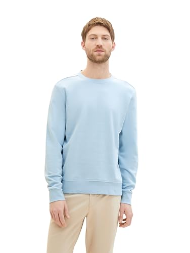 TOM TAILOR Herren Basic Crewneck Sweatshirt, 32245 - Washed Out Middle Blue, M von TOM TAILOR