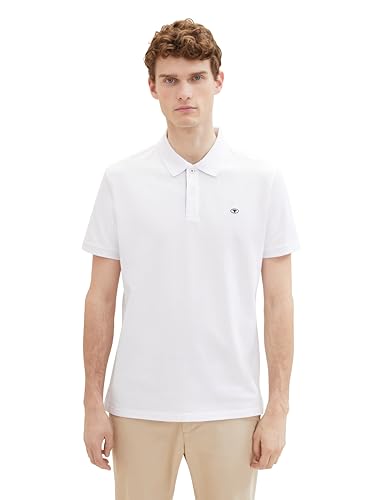 TOM TAILOR Herren Basic Piqué Poloshirt, 20000 - White, M von TOM TAILOR