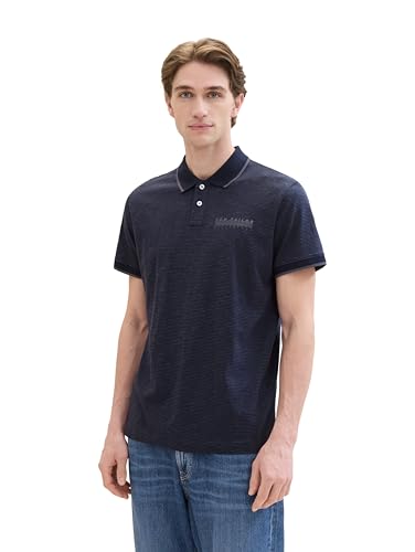 TOM TAILOR Herren Basic Poloshirt mit Streifen, navy fine stripe, XL von TOM TAILOR