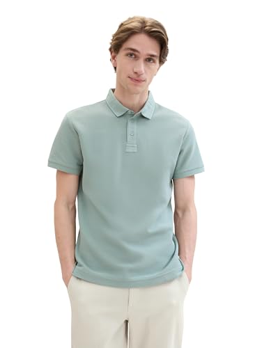 TOM TAILOR Herren Basic Poloshirt mit Struktur, light ice blue, S von TOM TAILOR