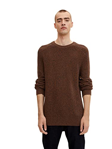 TOM TAILOR Herren Basic Strickpullover 1032292, 30367 - Navy Brown Mouline, XXL von TOM TAILOR