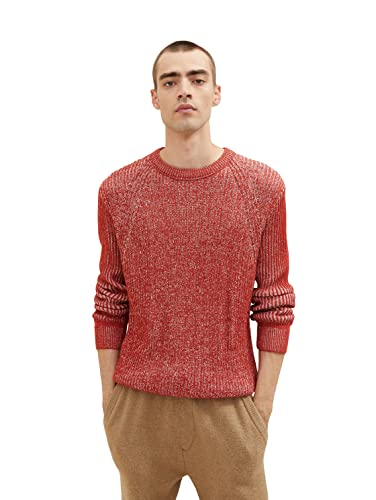 TOM TAILOR Herren 1034349 Basic Strickpullover, 26006 - Chili Oil Red, L von TOM TAILOR