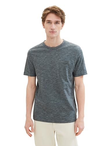 TOM TAILOR Herren Basic T-Shirt mit Brusttasche, 35716 - Dark Finestripe, XXXL von TOM TAILOR