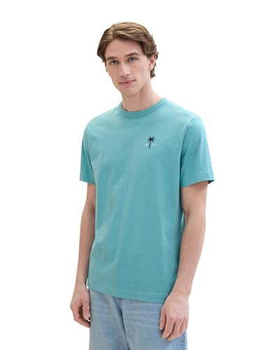 TOM TAILOR Herren Basic T-Shirt mit Struktur, meadow teal, M von TOM TAILOR