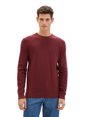 TOM TAILOR Herren Cosy Strickpullover, tawny port red melange, XL von TOM TAILOR