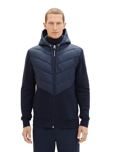 TOM TAILOR Herren Lightweight Sweatjacke mit Steppung, sky captain blue, L von TOM TAILOR