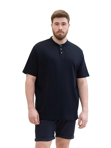 TOM TAILOR Herren Plussize Basic Poloshirt mit Stehkragen, sky captain blue, 3XL von TOM TAILOR