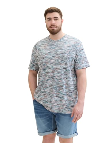 TOM TAILOR Herren Plussize T-Shirt in Space Dye Optik, coral multicolor spacedye, 5XL von TOM TAILOR