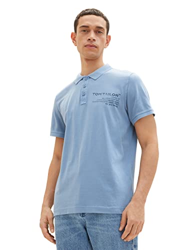 TOM TAILOR Herren Poloshirt im Washed-Look 1035641, 12364 - Greyish Mid Blue, M von TOM TAILOR