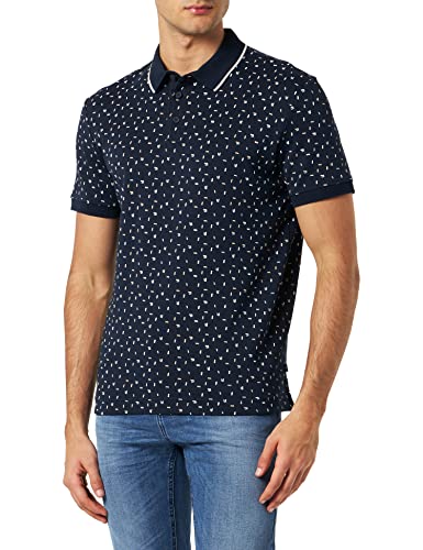 TOM TAILOR Herren Poloshirt mit Allover-Print 1035555, 31314 - navy geometric design, L von TOM TAILOR