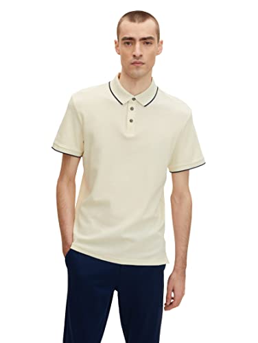 TOM TAILOR Herren Poloshirt mit Waffelstruktur 1030396, 28130 - Soft Buttercream, S von TOM TAILOR