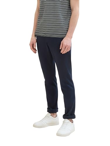TOM TAILOR Herren Slim Fit Chino Hose aus Stretch Piqué mit Gürtel, sky captain blue, 34/34 TOM TAILOR Herren Slim Fit Chino Hose aus Stretch Piqué mit Gürtel, sky captain blue, 34/34 von TOM TAILOR