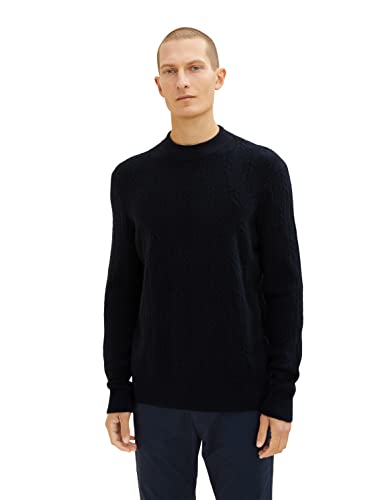 TOM TAILOR Herren Strickpullover mit Zopfmuster 1033661, 10668 - Sky Captain Blue, S von TOM TAILOR