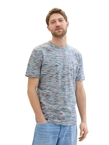 TOM TAILOR Herren T-Shirt in Space Dye Optik, coral multicolor spacedye, XL von TOM TAILOR