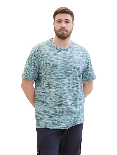 TOM TAILOR Herren Plussize T-Shirt in Space Dye Optik, teal multicolor spacedye, 5XL von TOM TAILOR