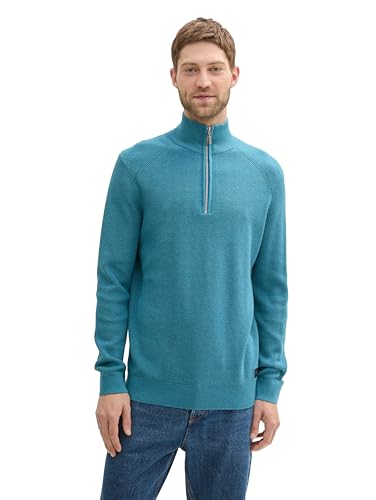 TOM TAILOR Herren Troyer Strickpullover aus Baumwolle, 36299 - Bright Teal Melange, M TOM TAILOR Herren Troyer Strickpullover aus Baumwolle, 36299 - Bright Teal Melange, M von TOM TAILOR