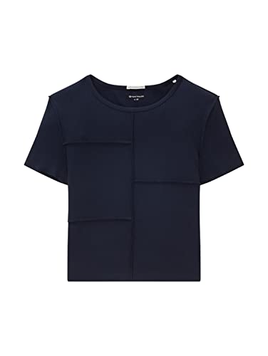 TOM TAILOR Mädchen Kinder Cropped T-Shirt mit Rippstruktur 1035120, Blau, 152 von TOM TAILOR