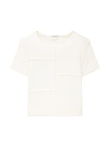 TOM TAILOR Mädchen Kinder Cropped T-Shirt mit Rippstruktur 1035120, Weiß, 128 von TOM TAILOR