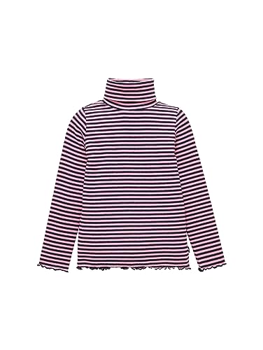 TOM TAILOR Mädchen Kinder Langarmshirt mit Rollkragen & Rippstruktur , pink dark blue stripe, 104/110 von TOM TAILOR