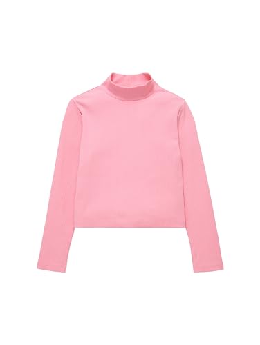 TOM TAILOR Mädchen Kinder Langarmshirt mit Rollkragen & Rippstruktur , sunrise pink, 164 von TOM TAILOR