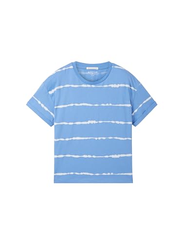 TOM TAILOR Mädchen Kinder Oversized Fit T-Shirt mit Batik-Streifen, 35254 - Blue Based Tie Dye, 152 von TOM TAILOR