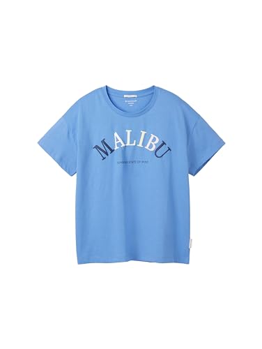 TOM TAILOR Mädchen Kinder Oversized Fit T-Shirt mit "Malibu"-Schriftzug, 18712 - Sicilian Blue, 140 von TOM TAILOR