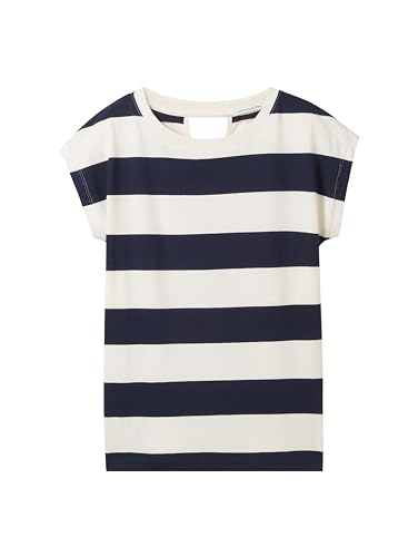 TOM TAILOR Mädchen Kinder Oversized T-Shirt mit Print , navy white stripe, 176 von TOM TAILOR