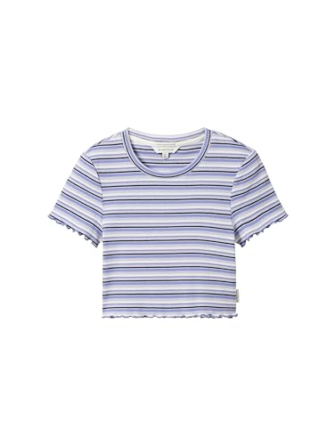 TOM TAILOR Mädchen Kinder Ripp-T-Shirt mit Streifen , Navy Lilac White Stripe, 128 von TOM TAILOR