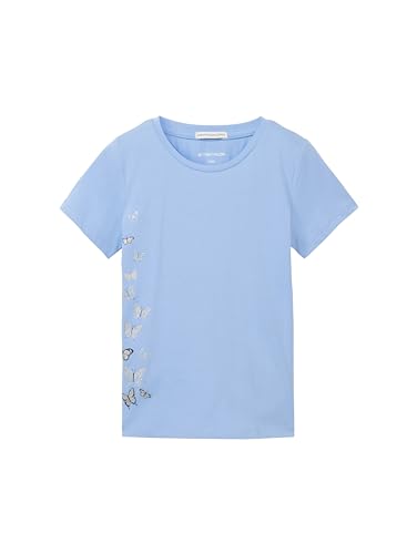 TOM TAILOR Mädchen Kinder T-Shirt mit Glitzer-Print, 11530 - Calm Blue, 92/98 von TOM TAILOR