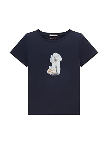 TOM TAILOR Mädchen Kinder T-Shirt mit Pudel-Print 1037128, Blau, 128-134 von TOM TAILOR