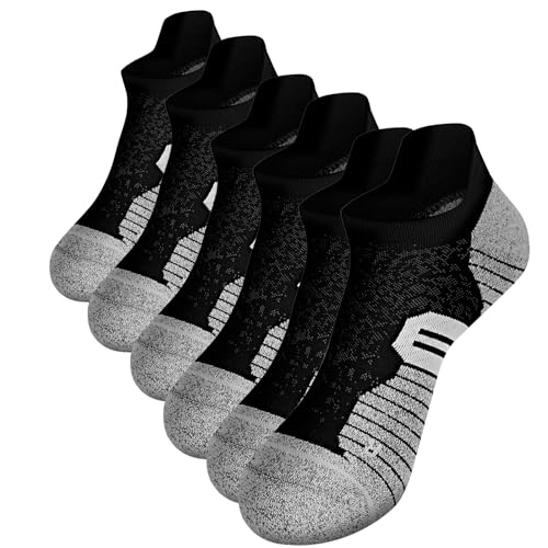 Kompressionssocken Damen Herren Sneaker Socken 43-46 39-42 35-38 Sportsocken Running Socks Laufsocken Atmungsaktive Rutschfeste 3 Paare (DE/NL/SE/PL, Numerisch, 43, 46, Regular, Regular, Schwarz) von TOMILIOLD