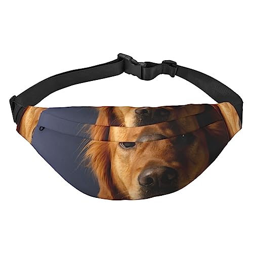 Handsome Golden Retriever Handsome Bedruckte Bauchtaschen für Männer und Frauen, wasserdicht, modisch, Wandern, Hüfttasche für Sport, Laufen, Reisen, Schwarz , Einheitsgröße von TOMPPY