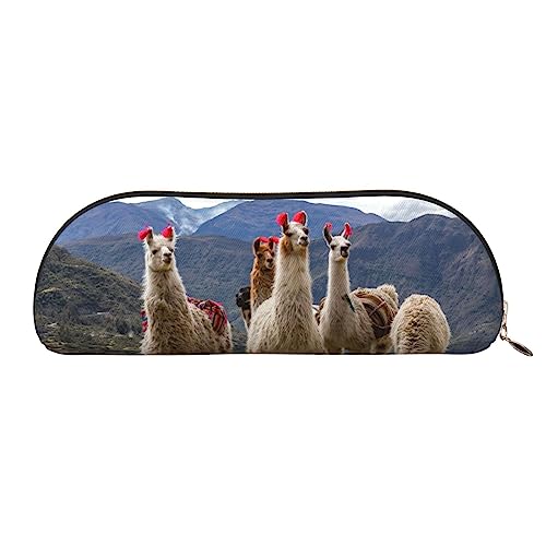 TOMPPY Bedrucktes Federmäppchen mit Lamas in den Anden, aufstellbar, kleine Bleistifthalter, Schreibwaren-Organizer, Make-up-Tasche mit Reißverschluss, gold, Einheitsgröße, Make-up-Tasche von TOMPPY