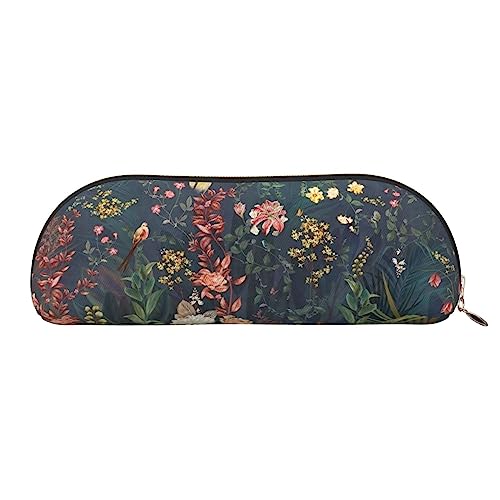 TOMPPY Blumen Vögel Gedruckt Bleistift Fall Stand Up Bleistift Beutel Kleine Bleistifthalter Fall Schreibwaren Organizer Make-up Tasche mit Reißverschluss, gold, Einheitsgröße, Make-up-Tasche von TOMPPY