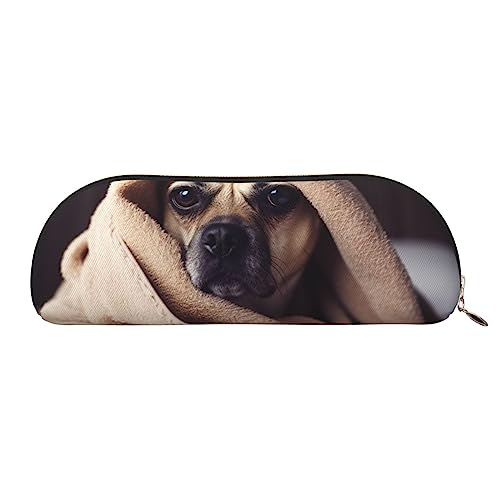 TOMPPY Dog In A Blanket Bedrucktes Federmäppchen Stehen Bis Bleistift Beutel Kleine Bleistifthalter Fall Schreibwaren Organizer Make-up Tasche Mit Reißverschluss, gold, Einheitsgröße, modisch von TOMPPY