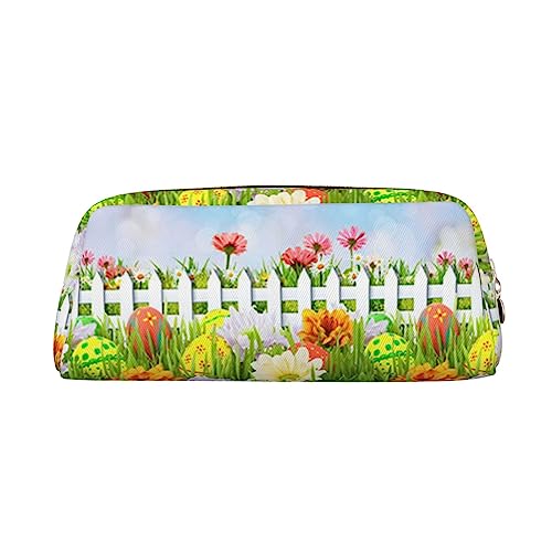 TOMPPY Frohe Ostern Frühling Gedruckt Bleistift Fall Stand Up Bleistift Beutel Kleine Bleistifthalter Fall Schreibwaren Organizer Make-up Tasche Mit Reißverschluss, gold, Einheitsgröße, modisch von TOMPPY