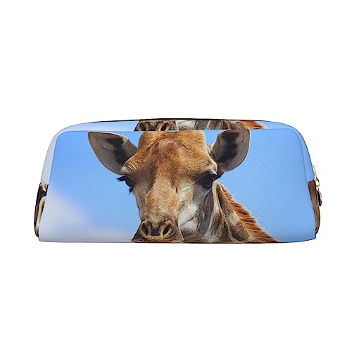 TOMPPY Giraffe Printed Pencil Case Stand Up Pencil Pouch Small Pencil Holder Case Stationery Organizer Makeup Bag with Zipper Closure, gold, Einheitsgröße, Make-up-Tasche von TOMPPY