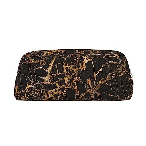 TOMPPY Golden Marble Printed Pencil Case Stand Up Pencil Pouch Small Pencil Holder Case Stationery Organizer Makeup Bag with Zipper Closure, gold, Einheitsgröße, Make-up-Tasche von TOMPPY