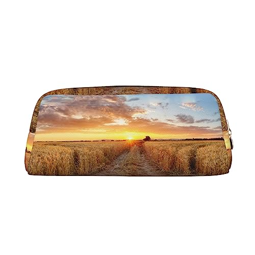 TOMPPY Golden Wheat Field Printed Pencil Case Stand Up Pencil Pouch Small Pencil Holder Case Stationery Organizer Makeup Bag with Zipper Closure, gold, Einheitsgröße, Make-up-Tasche von TOMPPY