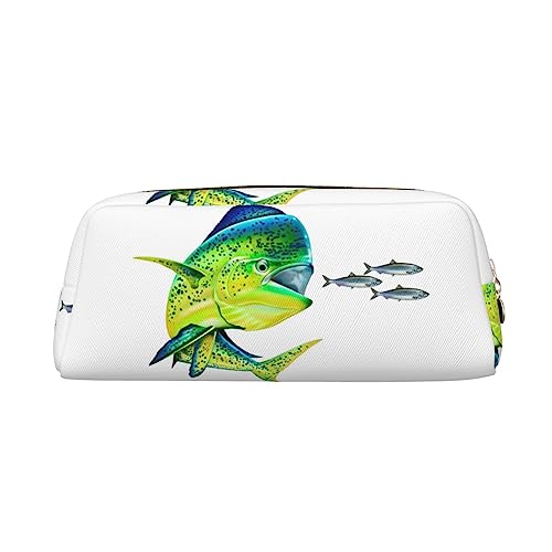 TOMPPY Grüner Fisch Gedruckt Bleistift Fall Stehen Bis Bleistift Beutel Kleine Bleistift Halter Fall Schreibwaren Organizer Make-up Tasche Mit Reißverschluss, gold, Einheitsgröße, modisch von TOMPPY