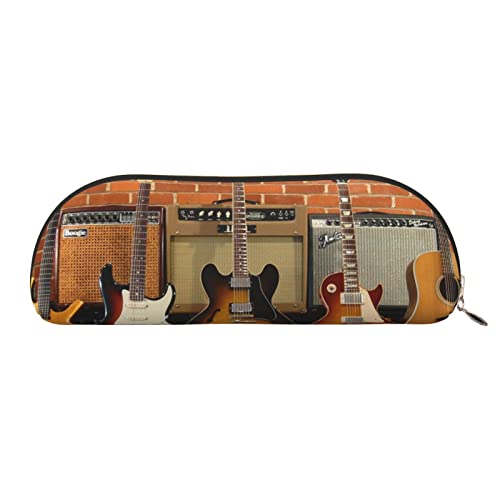 TOMPPY Guitar Collection Bedrucktes Federmäppchen Stand Up Bleistift Beutel Kleine Bleistifthalter Fall Schreibwaren Organizer Make-up Tasche Mit Reißverschluss, gold, Einheitsgröße, modisch von TOMPPY